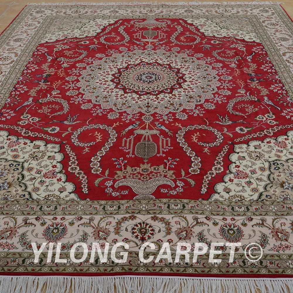 Yilong 8 'x 10' выгодный коврик Тебриз шерстяной красный ковер изысканная