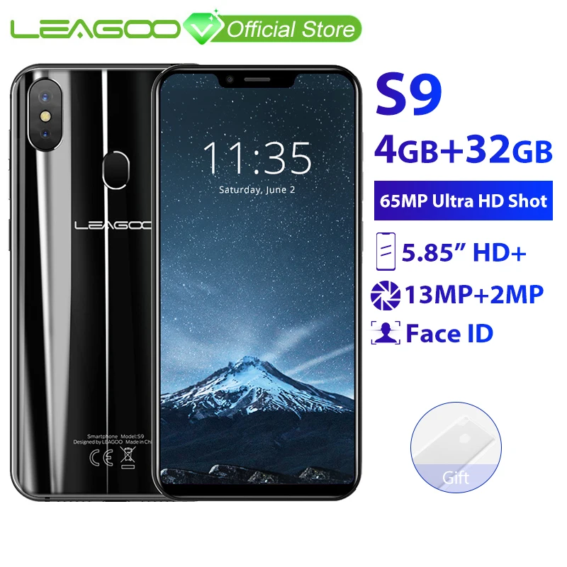 LEAGOO S9 5 85 &quotHD + ips 19:9 Экран Оперативная память 4 ГБ Встроенная 32 Android 8 1 MT6750