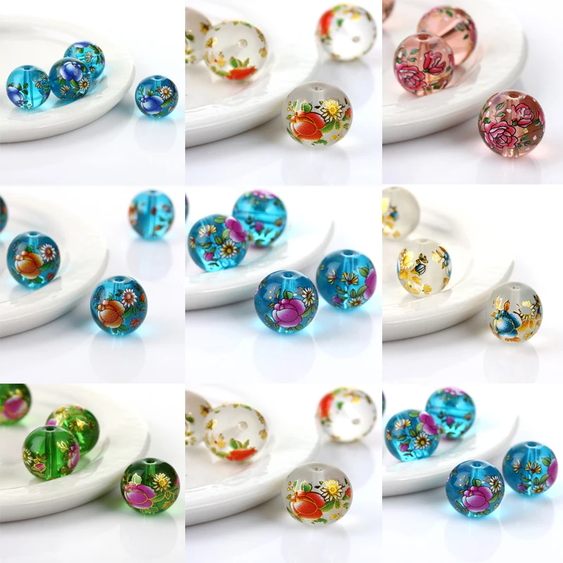 10 шт. круглые стеклянные бусины 14 мм|loose beads|round shapefashion beads |