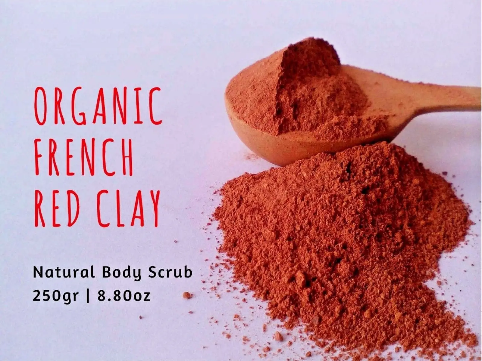 

New French RED CLAY Organic Powder Wrinkle face Mask Body Wrap Scrub 250g 8oz Free Shipping