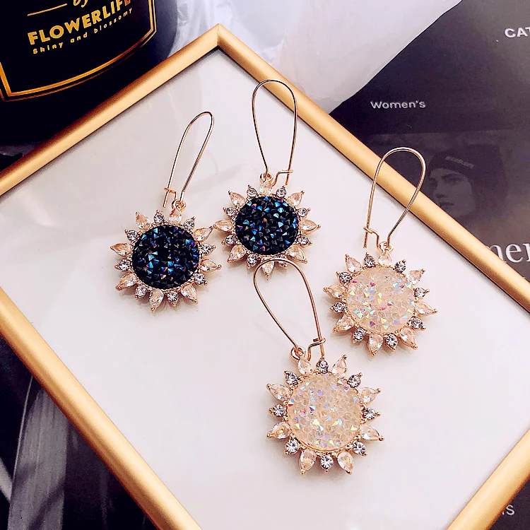 Женские Висячие серьги Bohemia Crystal Plant ретро в форме подсолнечника с подвесками |