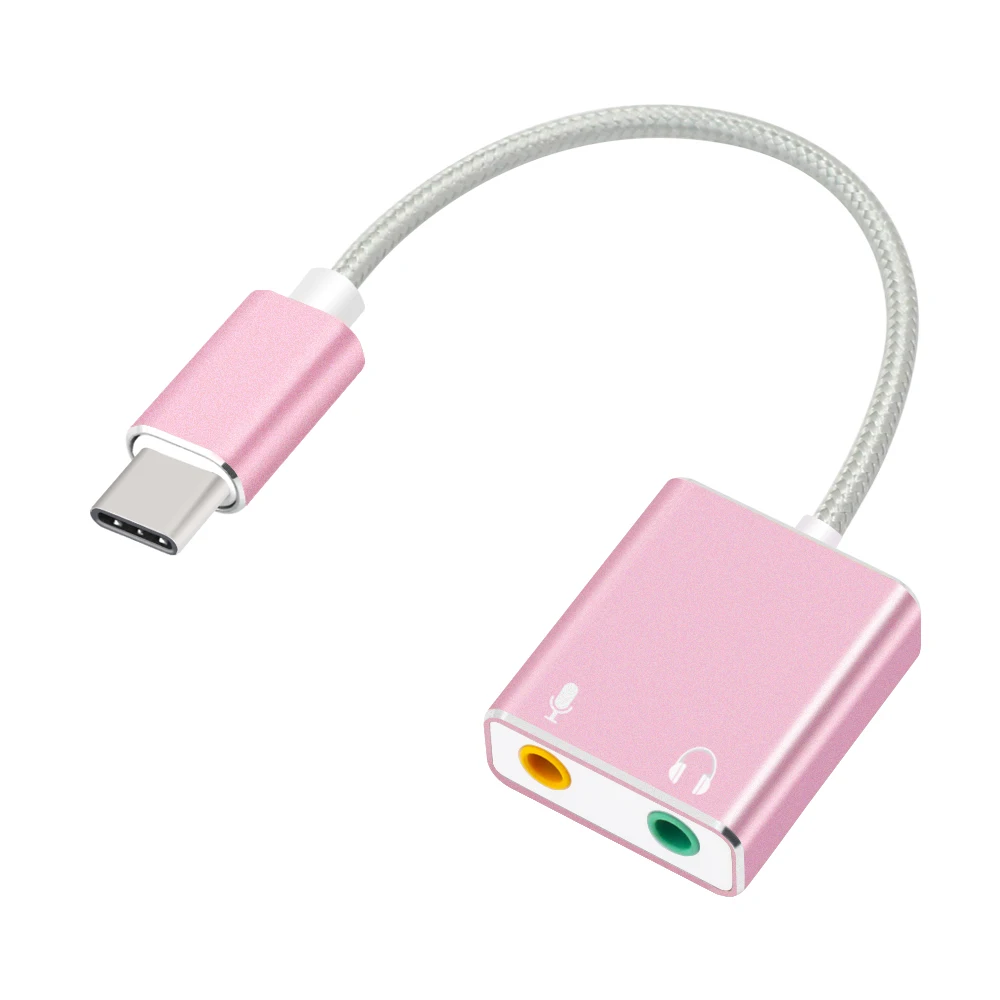 Usb type C type-C внешняя звуковая карта адаптер аудио карта USB-C к разъему 3,5 мм наушники микрофон для ноутбука Macbook Pro - Цвет: Rose Gold