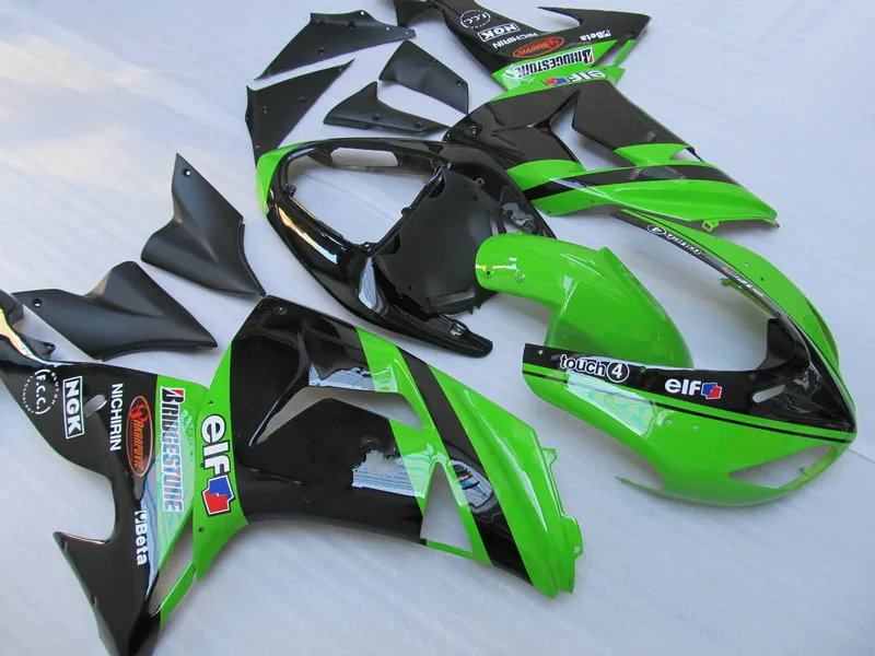 Новый комплект обтекателей для Kawasaki Ninja ZX10R 06 07 мотоциклов зеленого и черного