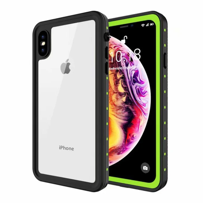 Green Чехол для iPhone XS Max с защитой от снега, водонепроницаемая прозрачная задняя крышка для iPhone Xs Xr с браслетом - Цвет: Green