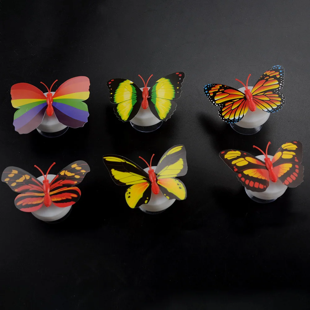10Pcs ABS Beautiful Butterfly LED Night Light Lamp with Suction Pad Multicolor Send in Random | Освещение