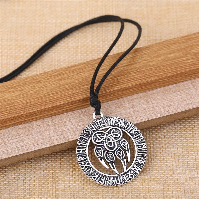 Skyrim Viking, славянский Регулируемый кулон, ожерелье, символ бога, Warding Veles, Медвежья Лапа с счастливым узлом, талисман, амулет, ювелирное изделие, подарок