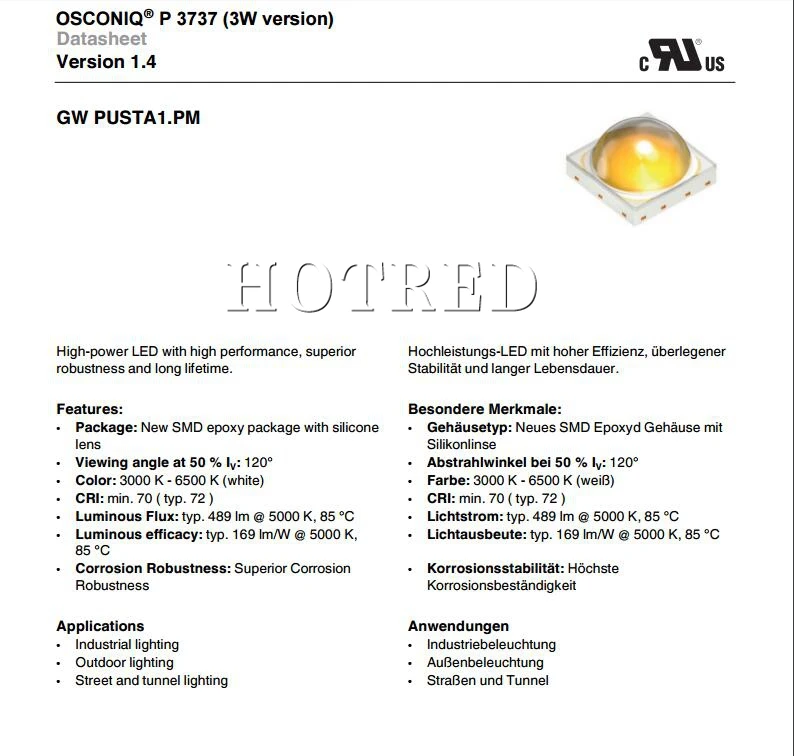 2 шт. OSRAM 10 Вт 12 Вт 3535 холодный белый 6500 к светодиодный излучатель вместо XPL HI XPL2 диод для Точечный светильник/светильник-вспышка часть высокомощный светодиодный