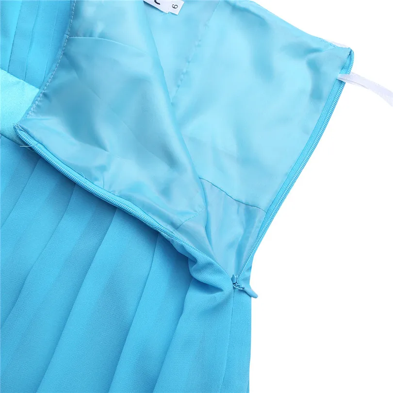 Kids Girls Pleated Chiffon One-shoulder Flower Girl Dress Princess Pageant Wedding Cutout Back Birthday Party SZ 4-14 | Детская одежда