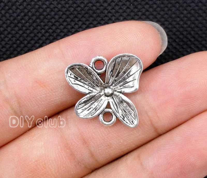 50pcs-старинный Серебряный/Бронзовый четырехлистный Соединитель с цветочным