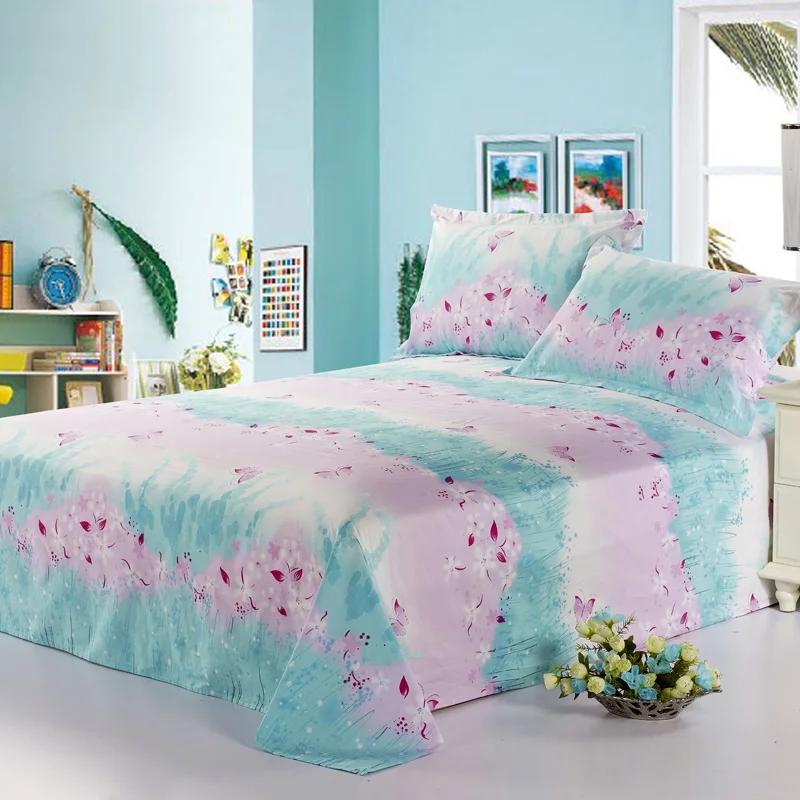 100% Cotton Home Flowers Bedding Flat Sheet Coverlet Coverlid Queen King Size Bed | Дом и сад