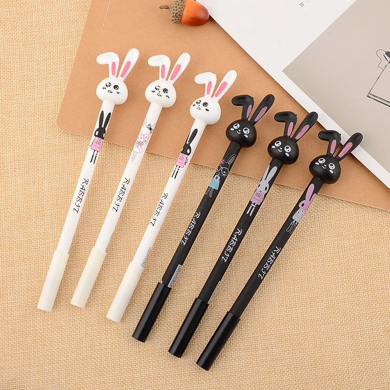 36 шт./лот черно белый мультяшный кролик с большими глазами Милая гелевая