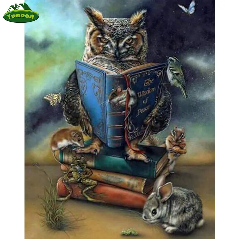 YUMEART DIY алмазная живопись вышивка крестиком сова и книга картины по номерам