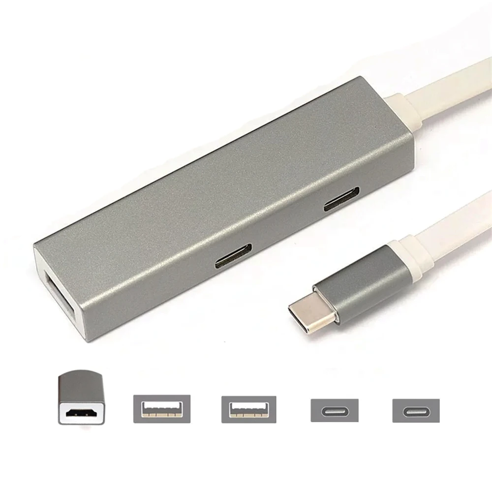 5 в 1 концентратор USB 3 Type C с 4K HDMI + 2 PD зарядным адаптером порта 0 для MacBook Pro|USB-хабы| |