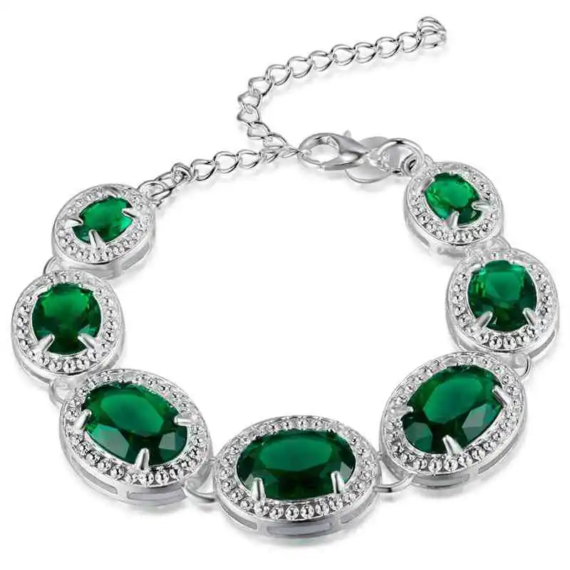 Green Wong Rain 925 пробы Серебряный Мистик Радуга Топаз изумруд драгоценный камень браслет на запястье хорошее ювелирное изделие подарок - Цвет камня: Green