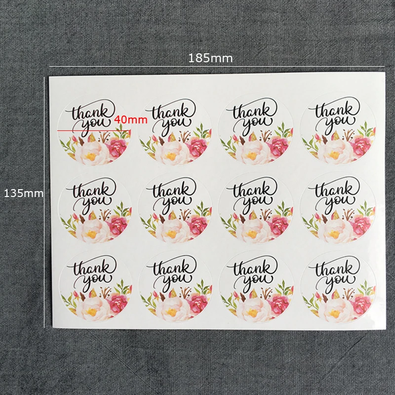 

120pcs/lot Stickers 'Thank You' Round Flower Adhesive Seals Sticker Gifts Labels For Baking Products Stickers Scrapbooking
