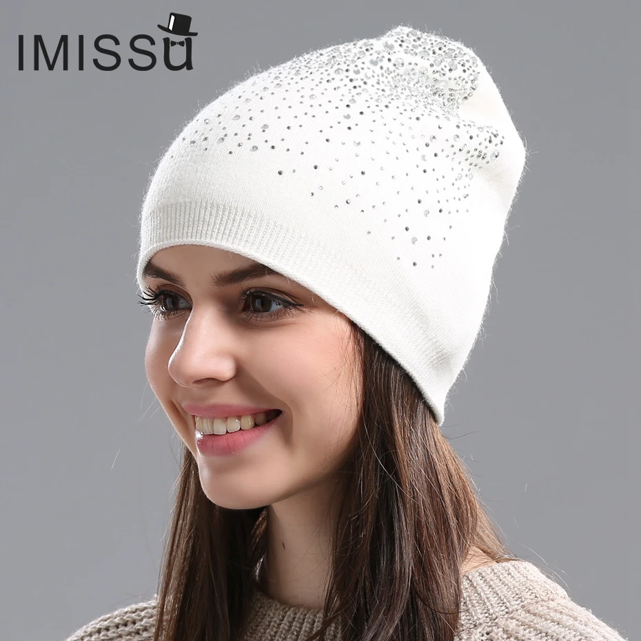 Женская зимняя шапка маска с кристаллами однотонная|masking cap|women winter hatwinter hat |