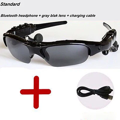 Standard Black Bluetooth солнцезащитных очков спортивные наушники Bluetooth Беспроводной гарнитура Sunglass большой Батарея Ёмкость - Цвет: Standard Black