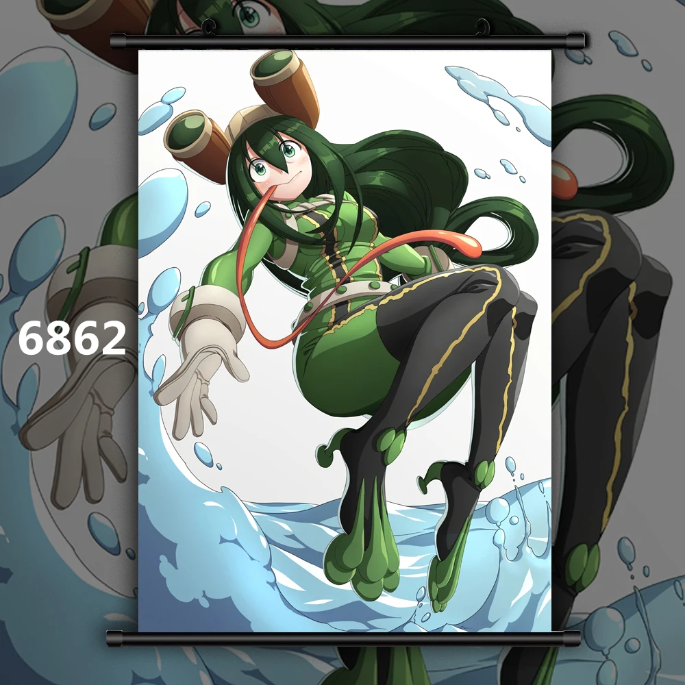 6862 Boku no My Hero Academy Asui Tsuyu Аниме Манга настенный плакат свиток B - Цвет: 6862
