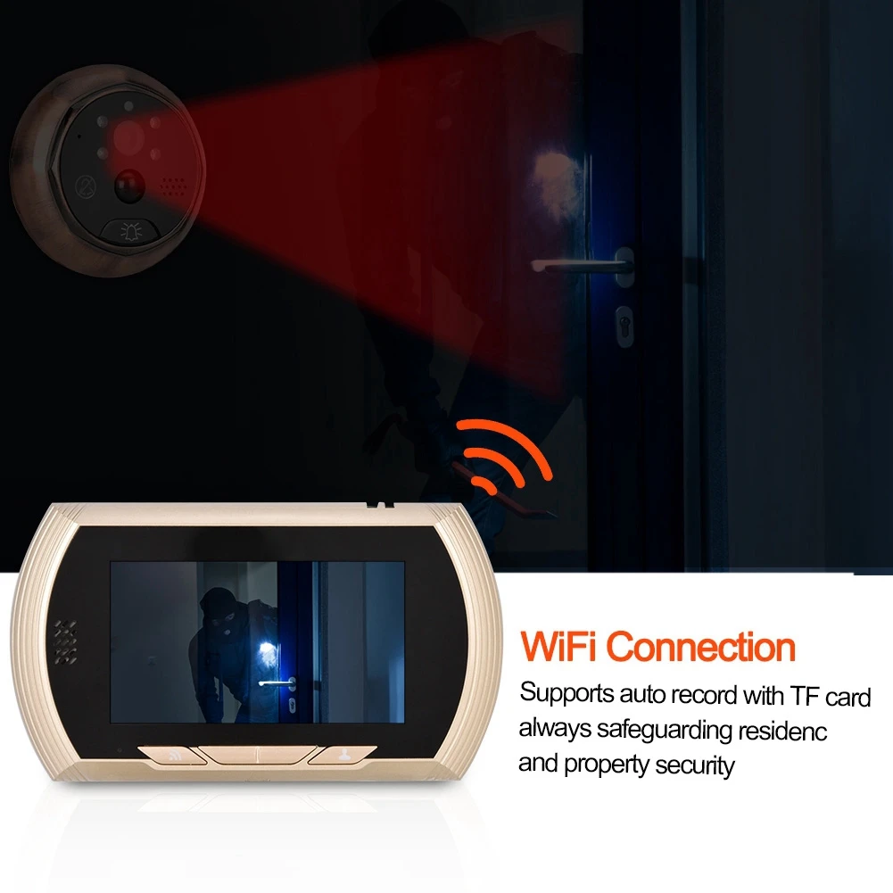 4.3in умный WiFi дверной звонок кошачий глаз камера ИК Ночное Видение Обнаружение движения сигнализация Уникальный съемный аккумулятор дизайн deurbel