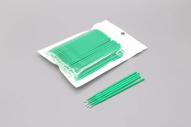 Green 100 шт./лот, микро кисти для макияжа, для наращивания ресниц, для ресниц, щетки для нанесения клея, без ворса, одноразовые аппликаторы, палочки, инструменты для макияжа - Handle Color: Green