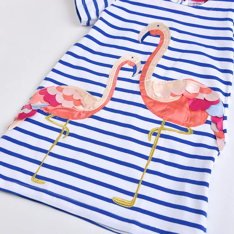 Dxton 2019 Girl Dress Summer Kid Vestdios Appliques Princess Girls Print O-neck Children American Style | Детская одежда и обувь
