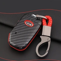 abs carbon fiber shellsilicone cover remote key holder fob casekeychain for kia sportage r 2018