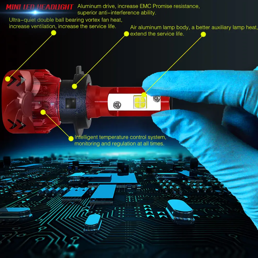 Светодиодный фонарь YIRAY ampoule автомобильный светильник H4 H7 H11 H1 светодиодный 9005/HB3