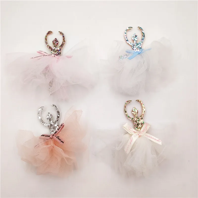 Mix color 8 шт./лот, 7,5*9,5 см, балетные мягкие аппликации с тюлевой юбкой для детей, головные уборы, заколки для волос, аксессуары и аксессуары для одежды - Цвет: Mix color