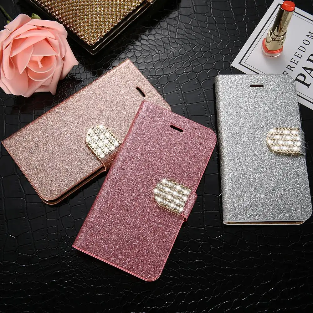 Кожаный чехол KISSCASE для Samsung Galaxy Note 8 5 4 3 S8 Plus S5 S4 S3 блестящий с подставкой и