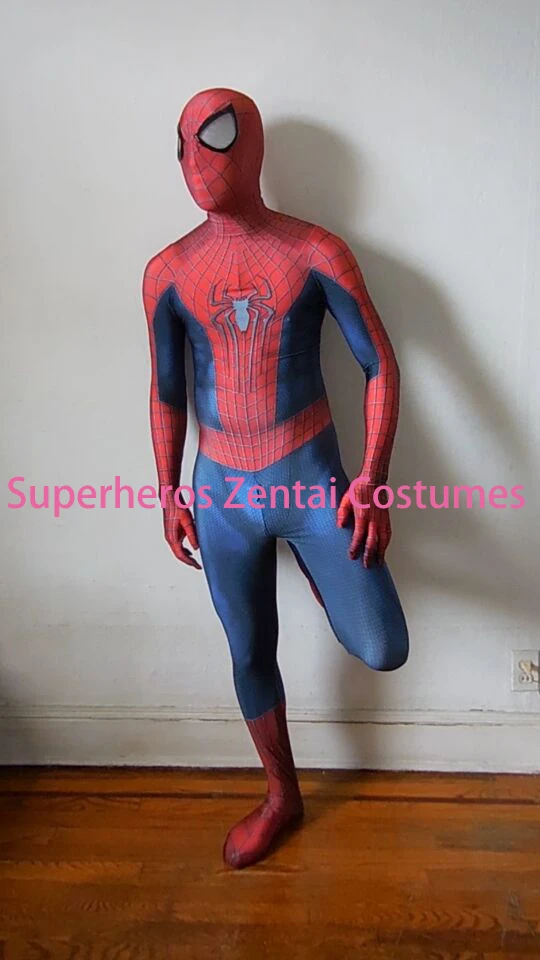 Костюм Человека паука TASM2 Zentai костюм для косплея с 3D принтом лайкры на
