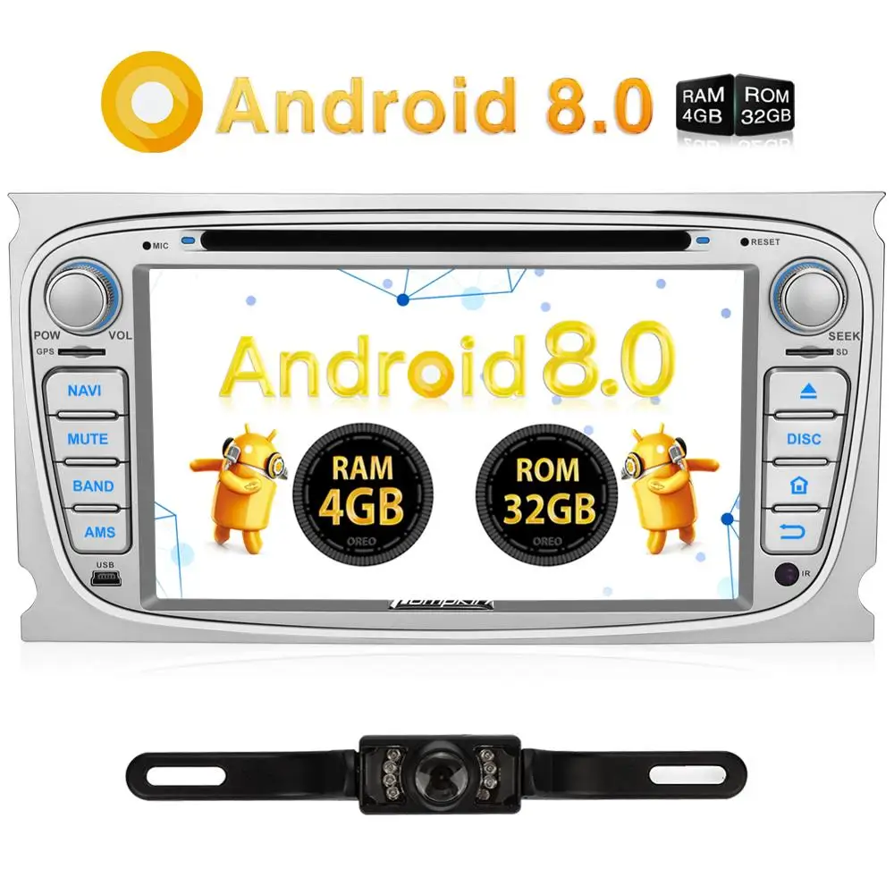 Pumpkin2 Din 7 &quotAndroid 8 0 GPS Навигация стерео аудио DVD плеер для Ford Focus/Mondeo 4 Гб RAM Wifi OBD2 FM