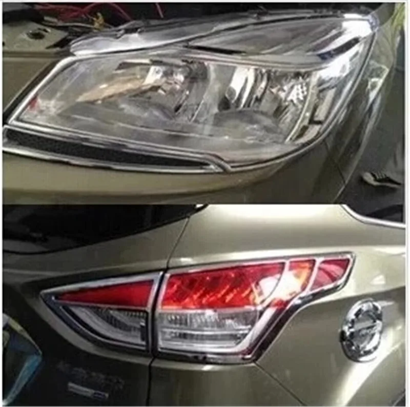 

ABS Chrome car Front+Rear headlight Lamp Cover trim For Ford Kuga 2013-2016 Car styling