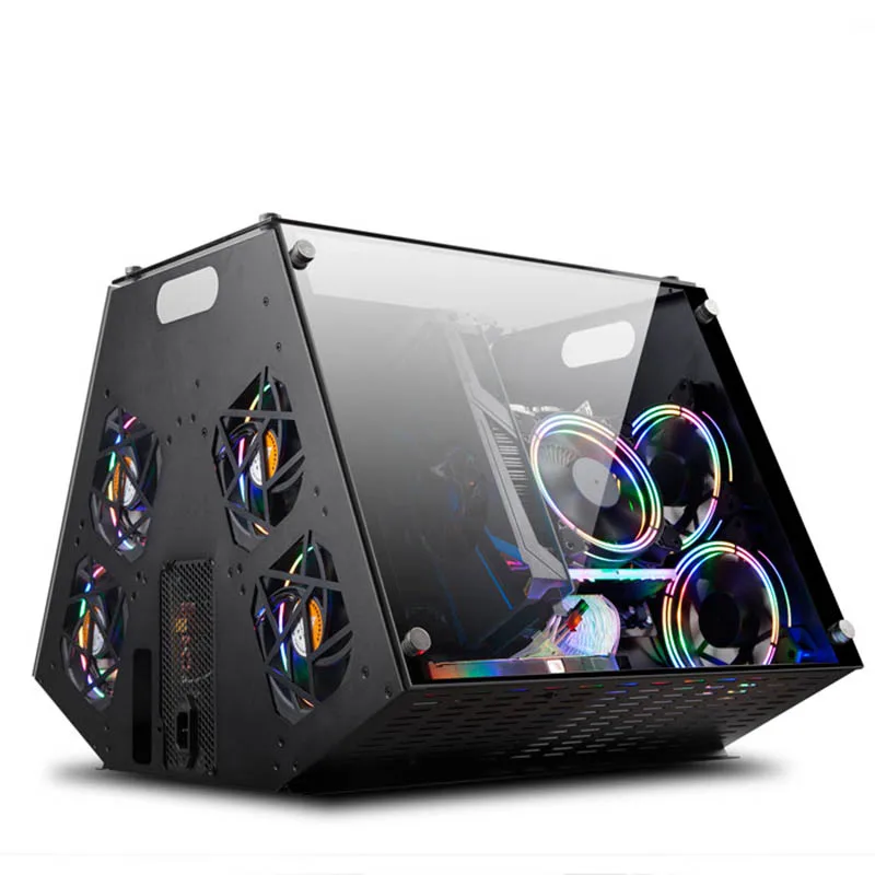 DIY стальной чехол для компьютера matx прозрачное стекло настольное шасси коробка Micro ATX Hands-on сборка для геймеров части ПК