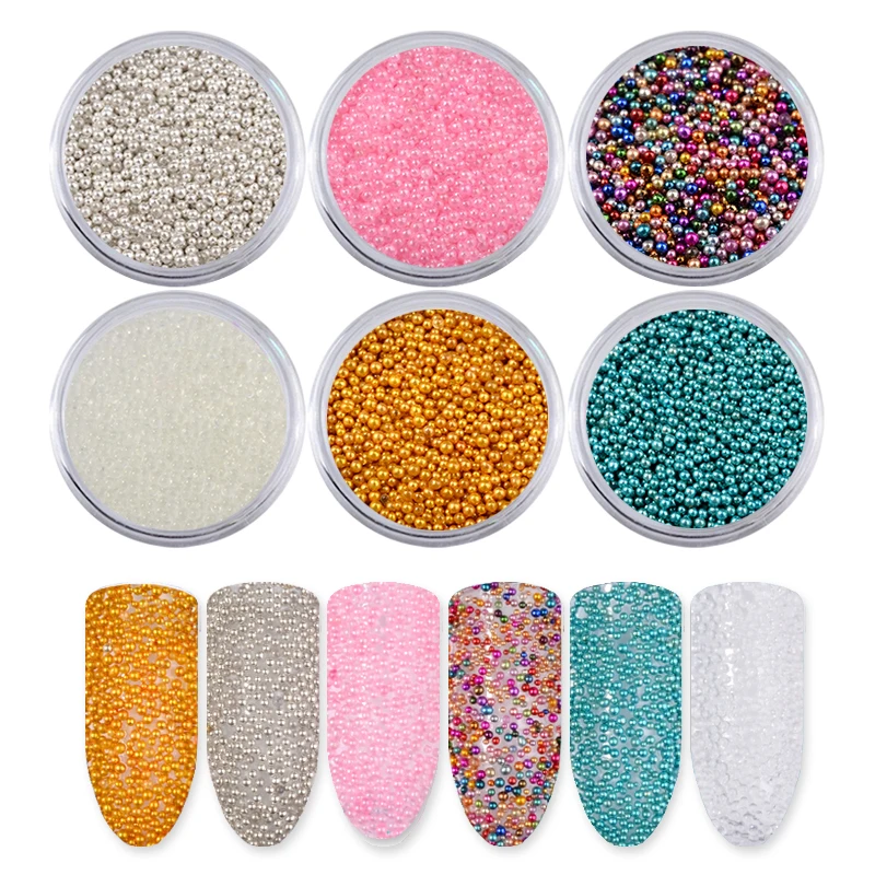

6Pcs Nail Micro Caviar Beads Set Manicure Mini 3D Ball Glitter DIY Beauty Nail Art Decoration Tools