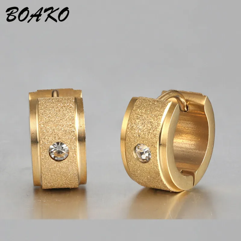 Женские маленькие серьги кольца BOAKO из нержавеющей стали с кристаллами циркония