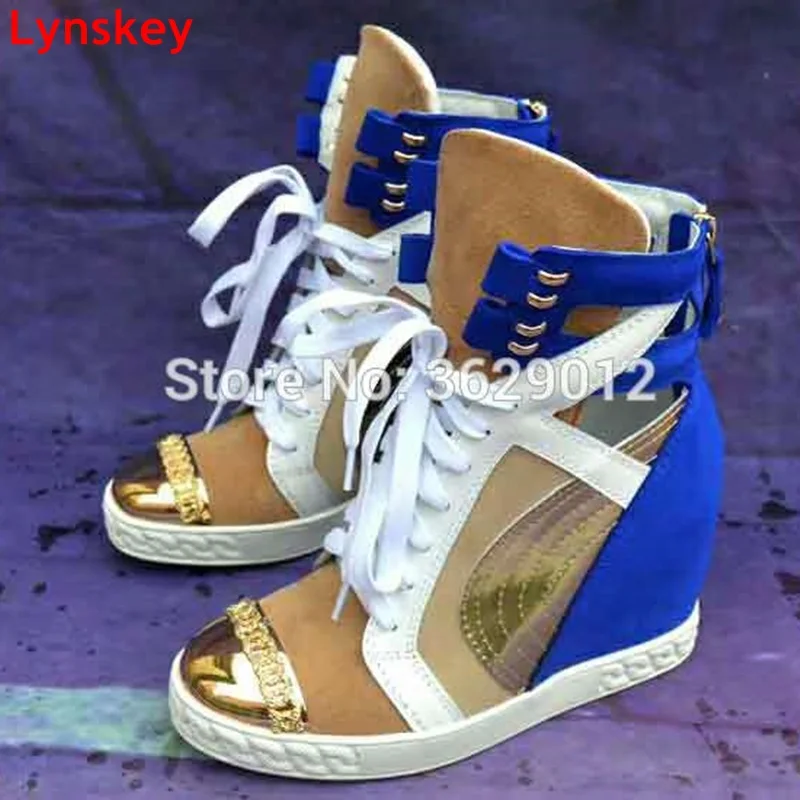 Lynskey Height Increasing Designer Casual Shoes Women Wedges Metal Toe Ankle Boots Hidden Heel Female Flats | Обувь