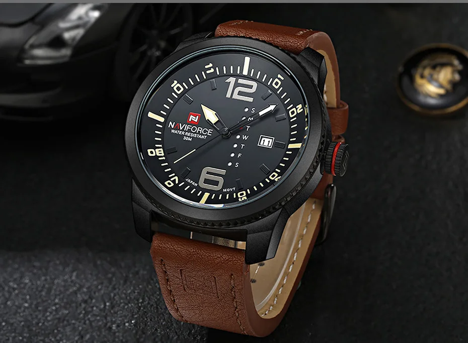 Топ люксовый бренд NAVIFORCE мужские военные спортивные часы мужские кварцевые часы с датой мужские кожаные Наручные часы Relogio Masculino