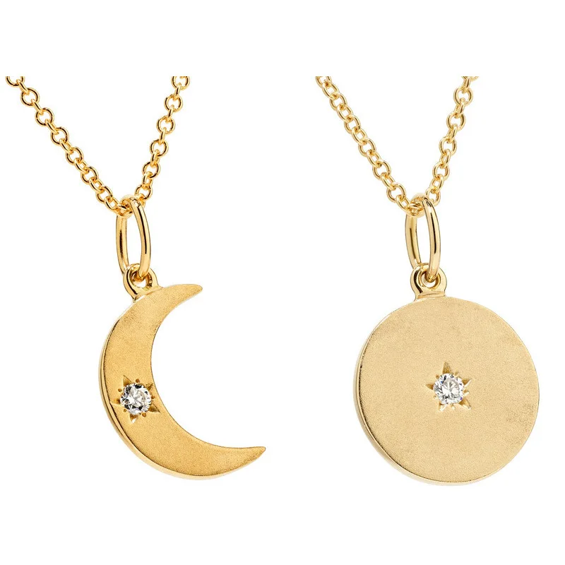 

Модный уникальный дизайн медный золотой цвет любовь кубический циркон Луна круглая звезда кулон цепи ожерелья для женщин подарок для вечер...