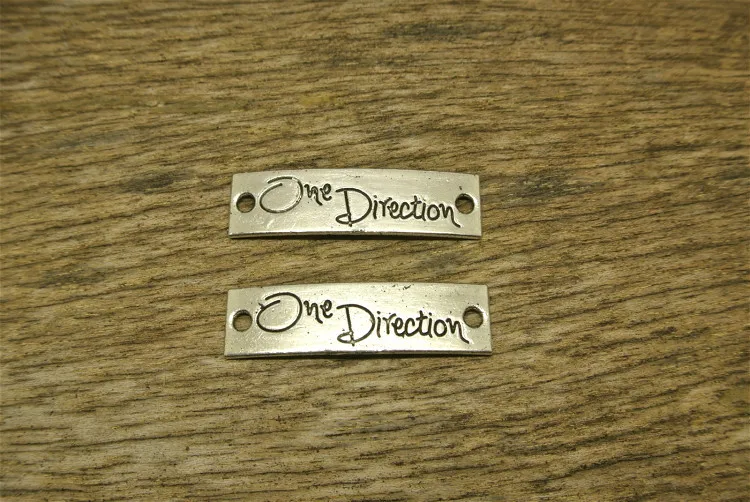 

100pcs one direction words plate double holes fashion charms pendant antique silver bronze Jewelry Making bracelet DIY 39*11mm
