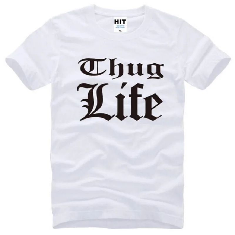 Мужская футболка с принтом Thug Life Tupac летняя Стильная хлопковая коротким рукавом и