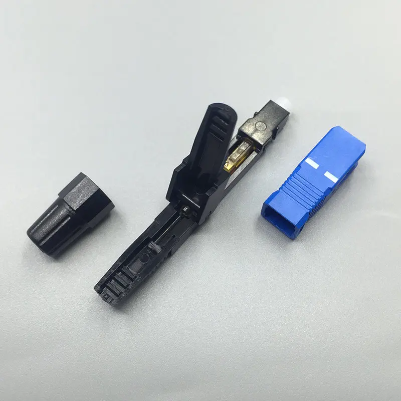 100pcs FTTH SC fast connector top ferrule IL 0.2dB(0.3db Max) SM Quick Cold Assembly field optic fibre connector ELINK factory