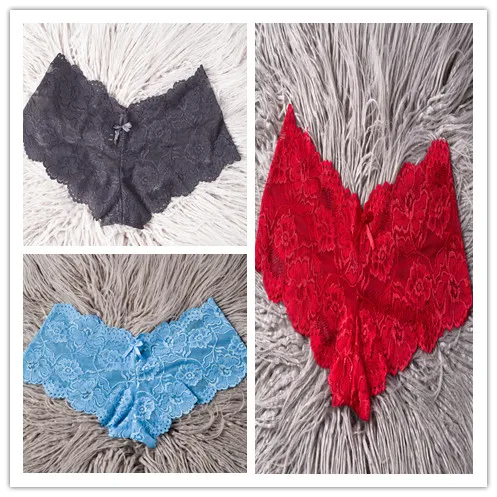 black blue red 3 шт./лот, большие размеры, женские сексуальные кружевные трусики, полые трусы для девушек, сексуальное нижнее белье, удобные шорты, нижнее белье, боксеры, шорты для мальчиков - Color: black blue red