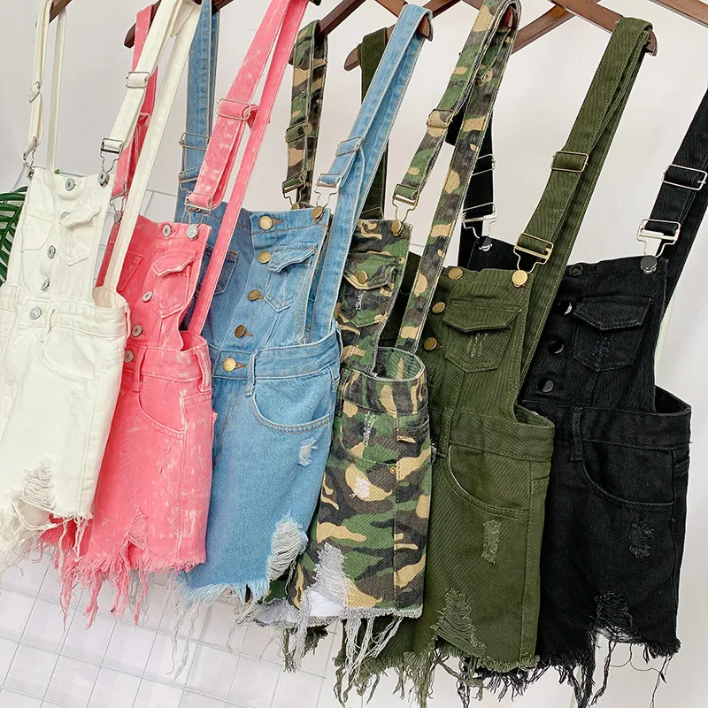 2019 модный джинсовый комбинезон для женщин женский на бретелях шорты комбинезоны