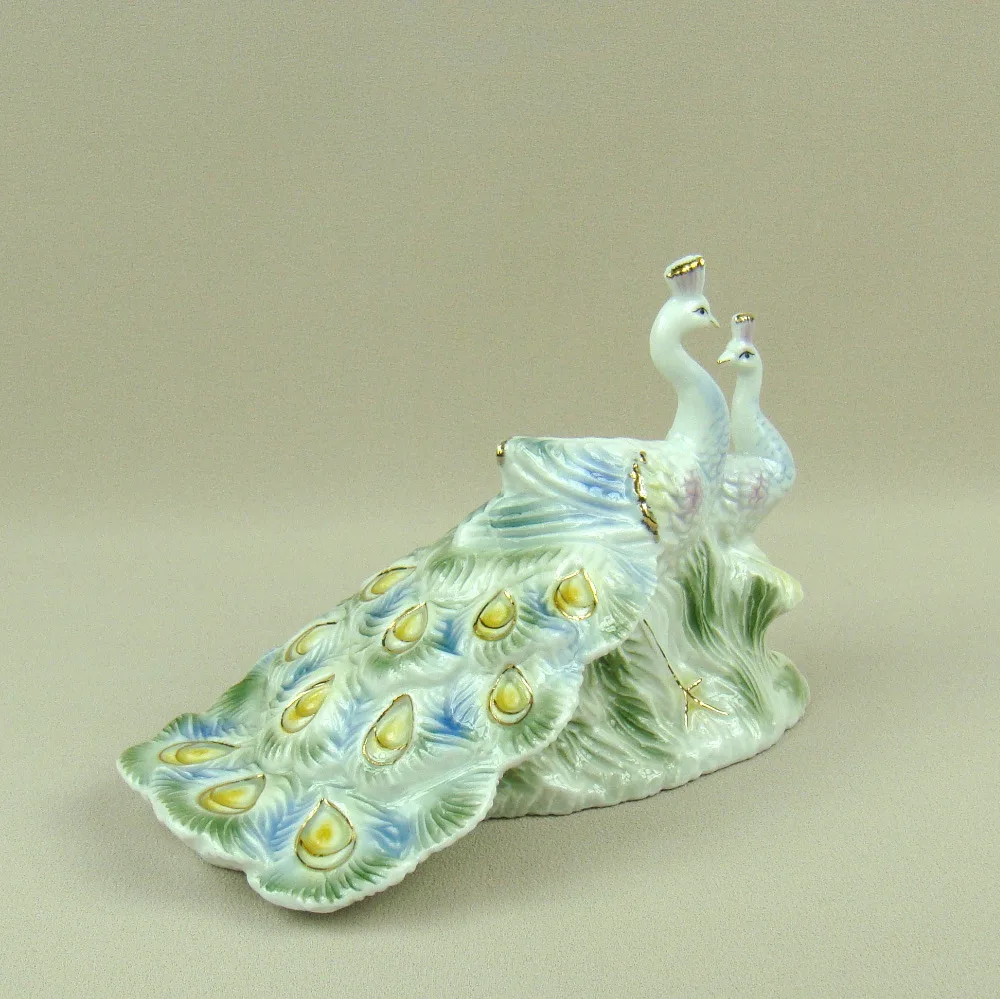 Фарфоровая Пара Фигурка павлина декоративная керамика влюбленных статуя Китай