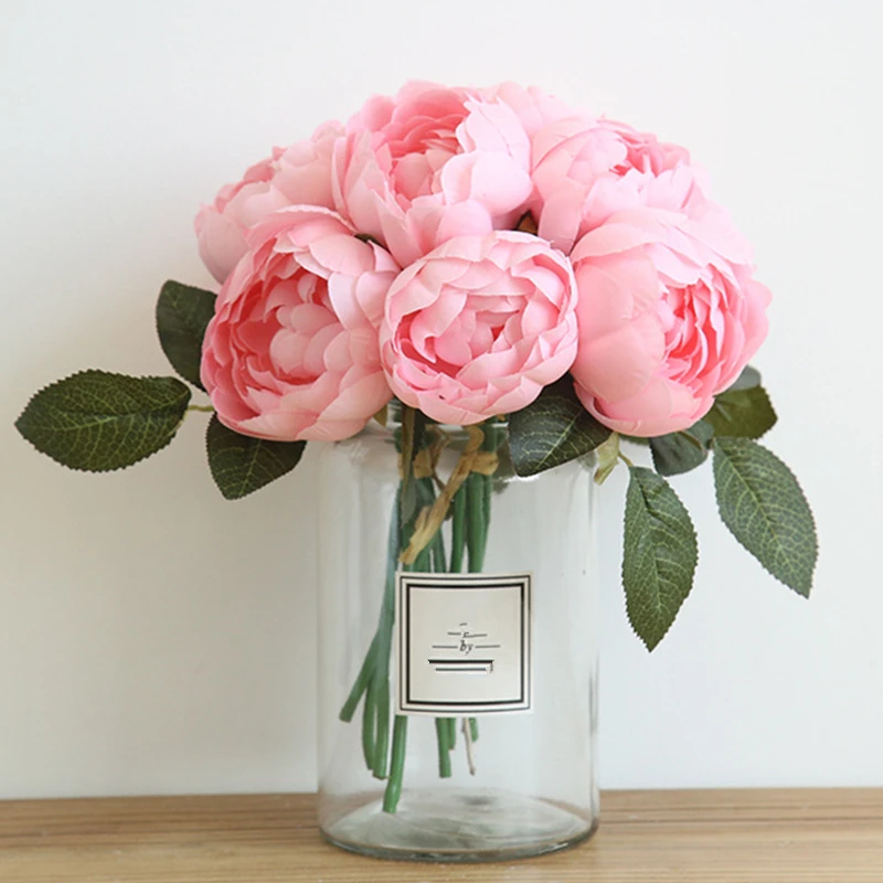 

10 Styles 1 Bouquet 6 Branch Artificial Flowers Roses Bud Fake Plant Home Hotel Table Ornament DIY Wedding Party