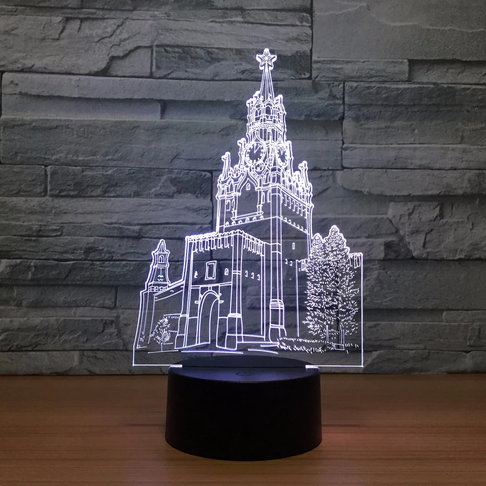 3D иллюзионная лампа The Clock Tower Building 7 цветов визуальные светодиодные ночники для