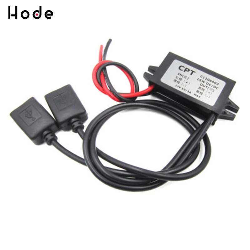 

DC-DC 12V to 5V 3A 15W Buck Converter Step Down Power Supply Module Dual Female USB Output Adapter for Car