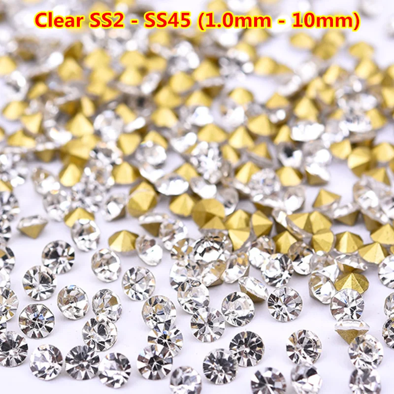 1440 штук 27 цветов Pointback Czech Crystal Rhinestones Nail Art Strass ss6 1,9 мм - 2 мм Pointed Foiled Back Faceted Decor on.
