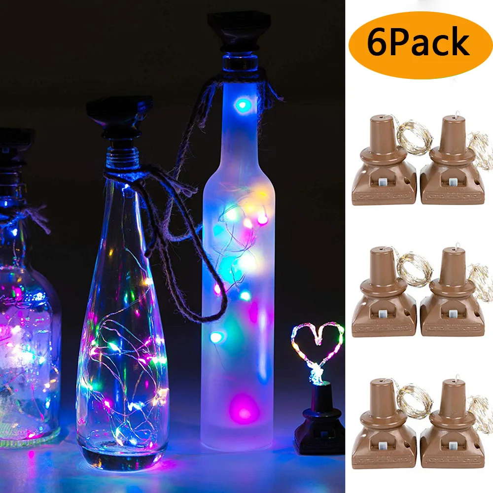 

6Pcs/lot 10/15/20 LED Solar Powered Wine Bottle Cork Lights Garland DIY Christmas Holiday String Lights For Halloween Wedding