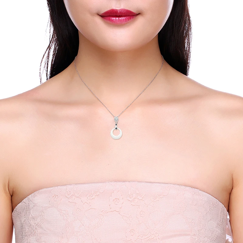 

Elegant Style Women Pendants Necklaces Eternity Collares Minimalist Healthy Ceramic Jewelry Dainty Forever Women Necklace Gift